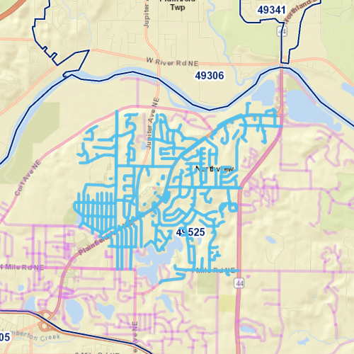delivery map - Plainfield - Northview